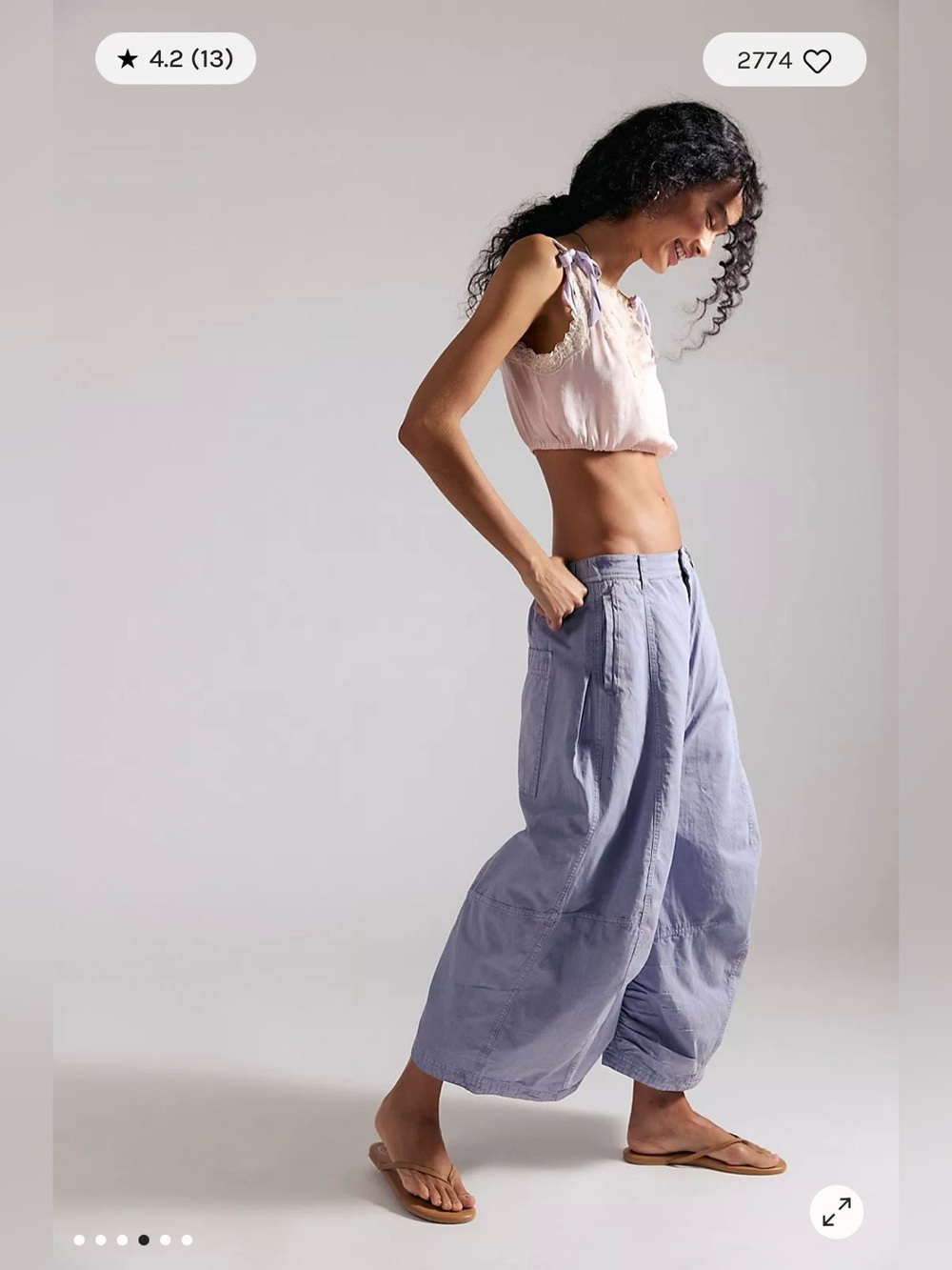 We The Free endless night harem Lavender Wide-Leg Cropped Pant current, sold out - Picture 3 of 12